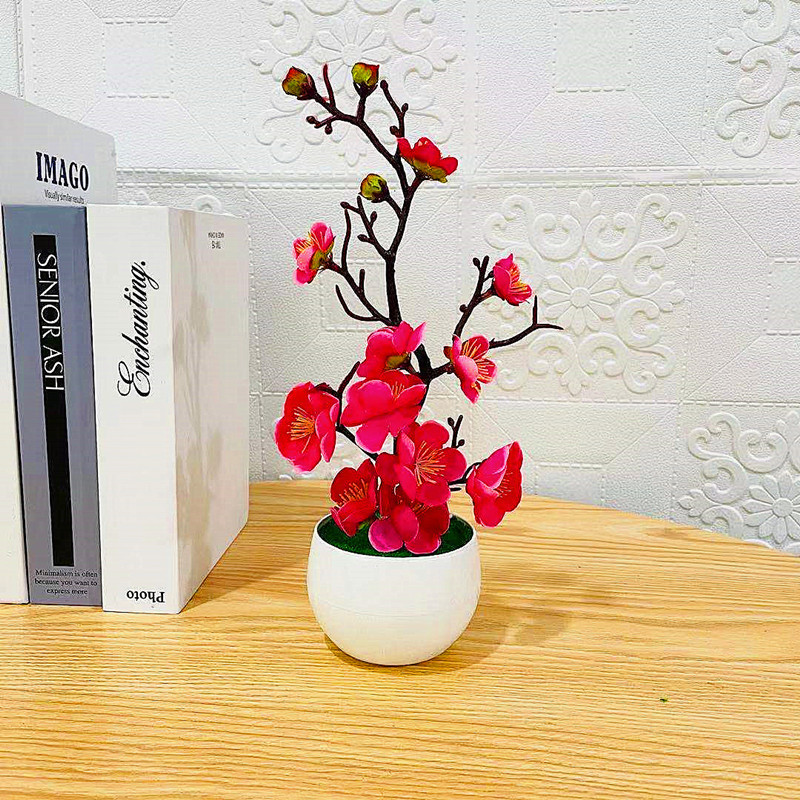 모조 매화 화분 식물 인조 플라스틱 가짜 꽃 가정 사무 - Home Office Layout 리뷰 및 가격