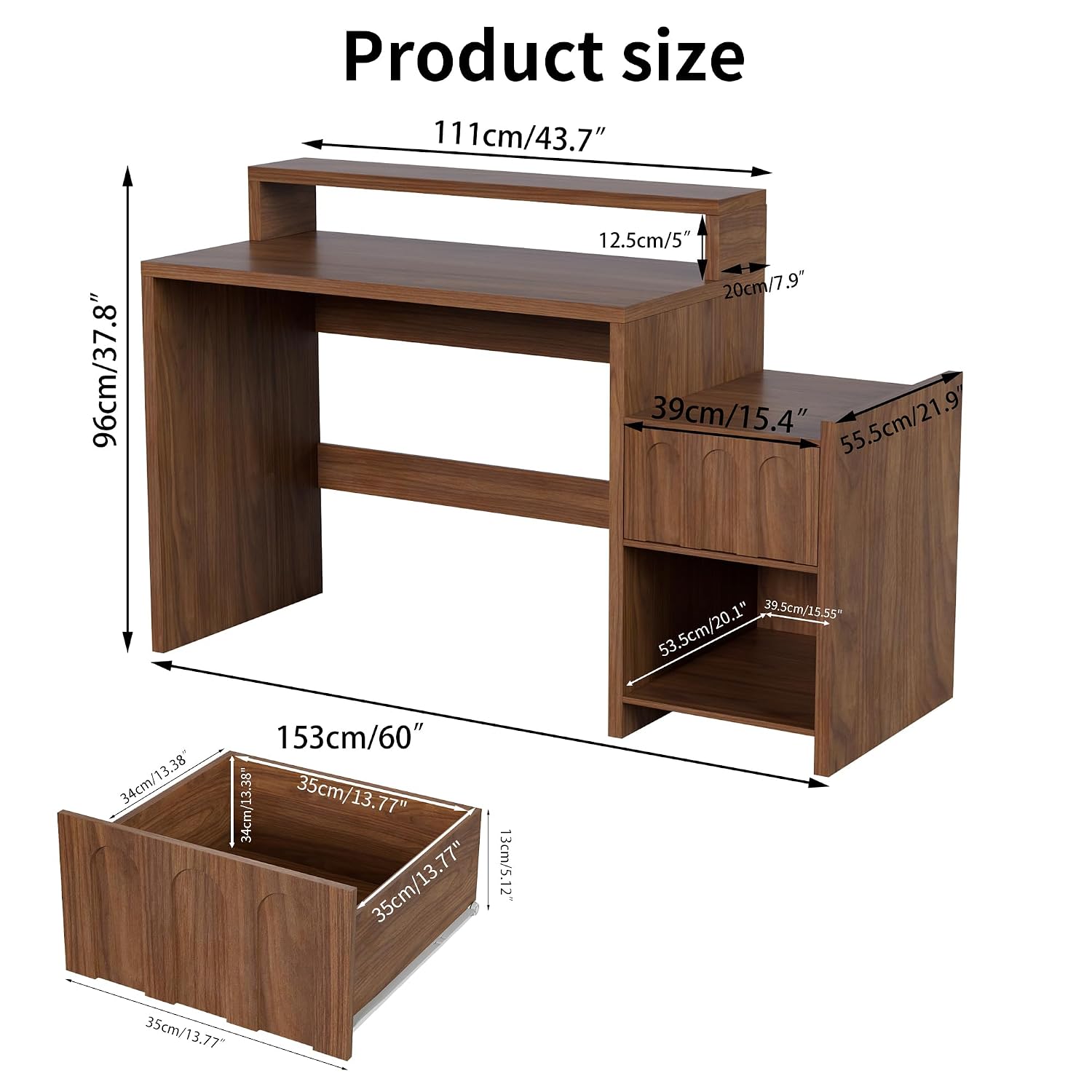 60인치 서랍 및 프린터 선반이 있는 임원용 책상, 미 - Home Office Work Table 리뷰 및 가격