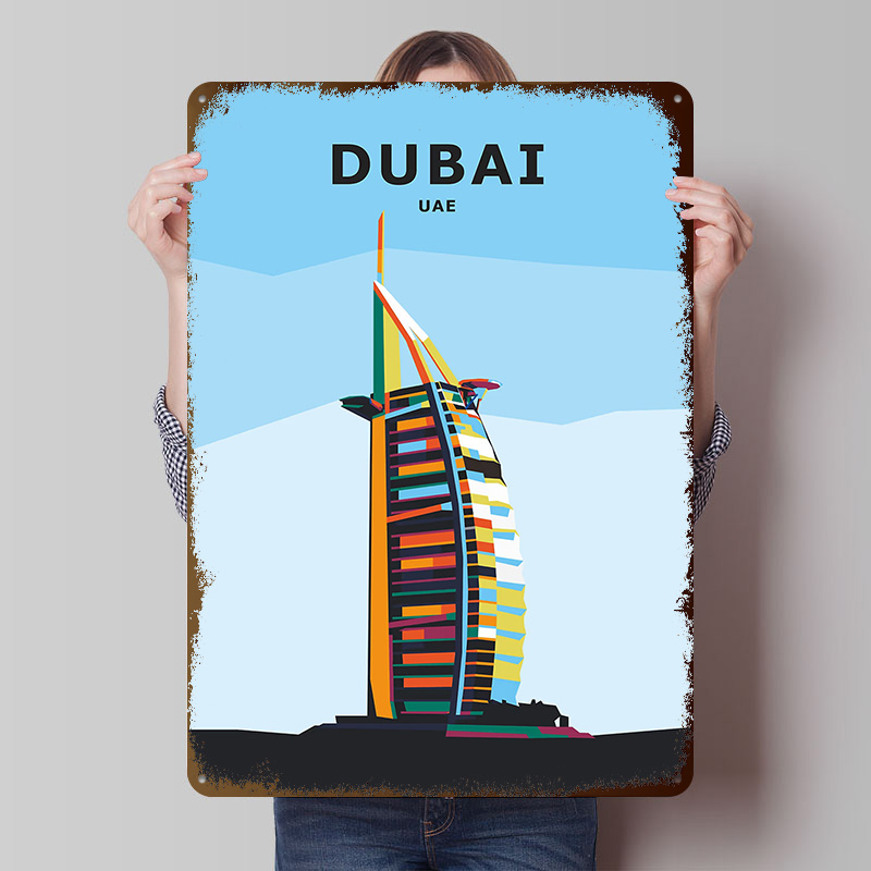 두바이 여행 틴플레이트 포스터 맞춤형 벽 장식 빈티지  - Home Office Dubai 리뷰 및 가격